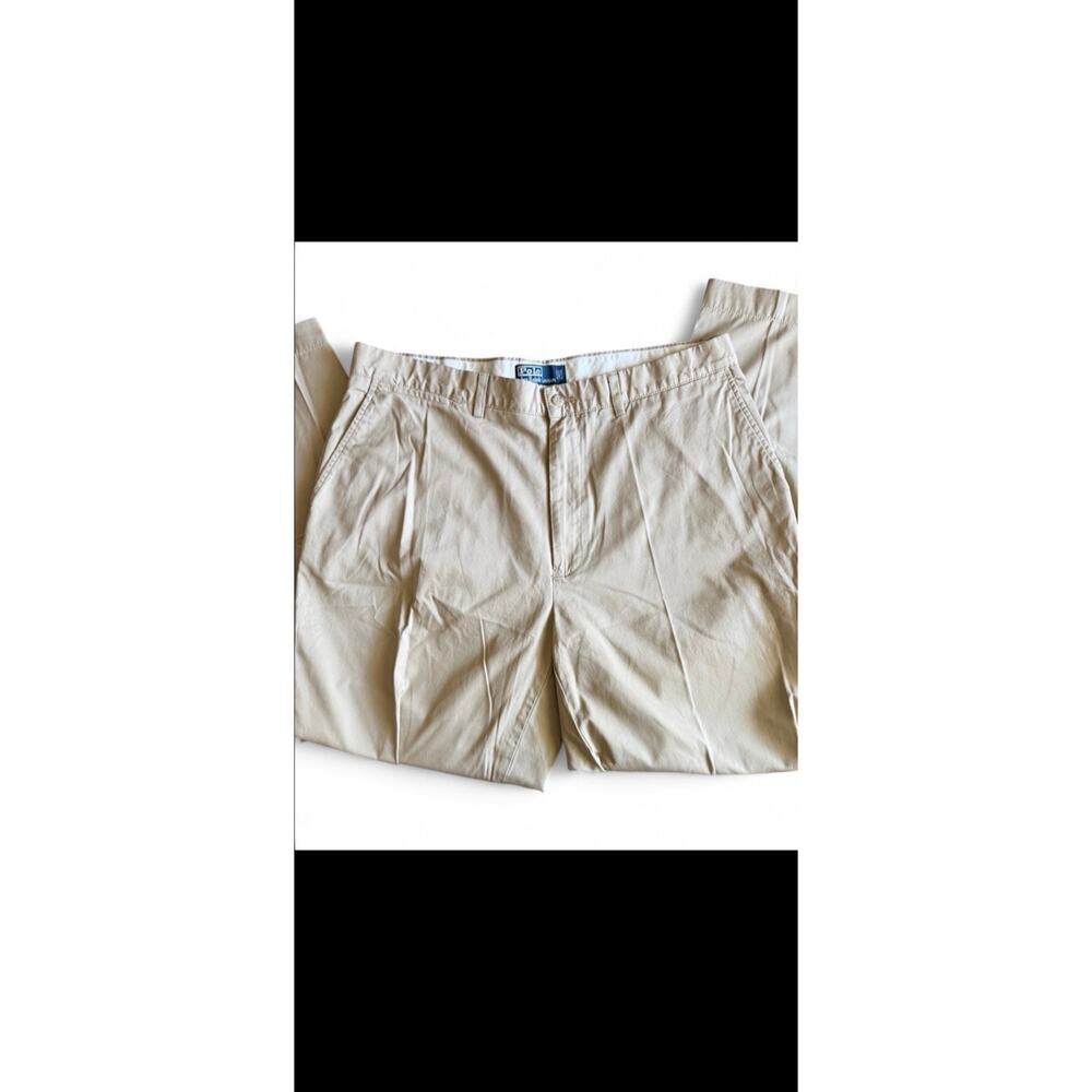 Polo by Ralph Lauren VTG 90’s Beige Cotton Pleated Chino Pants Straight Leg 38